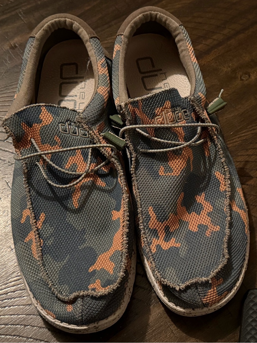 Hey Dude Men's Slip-On Loafer in Green and Brown Camo